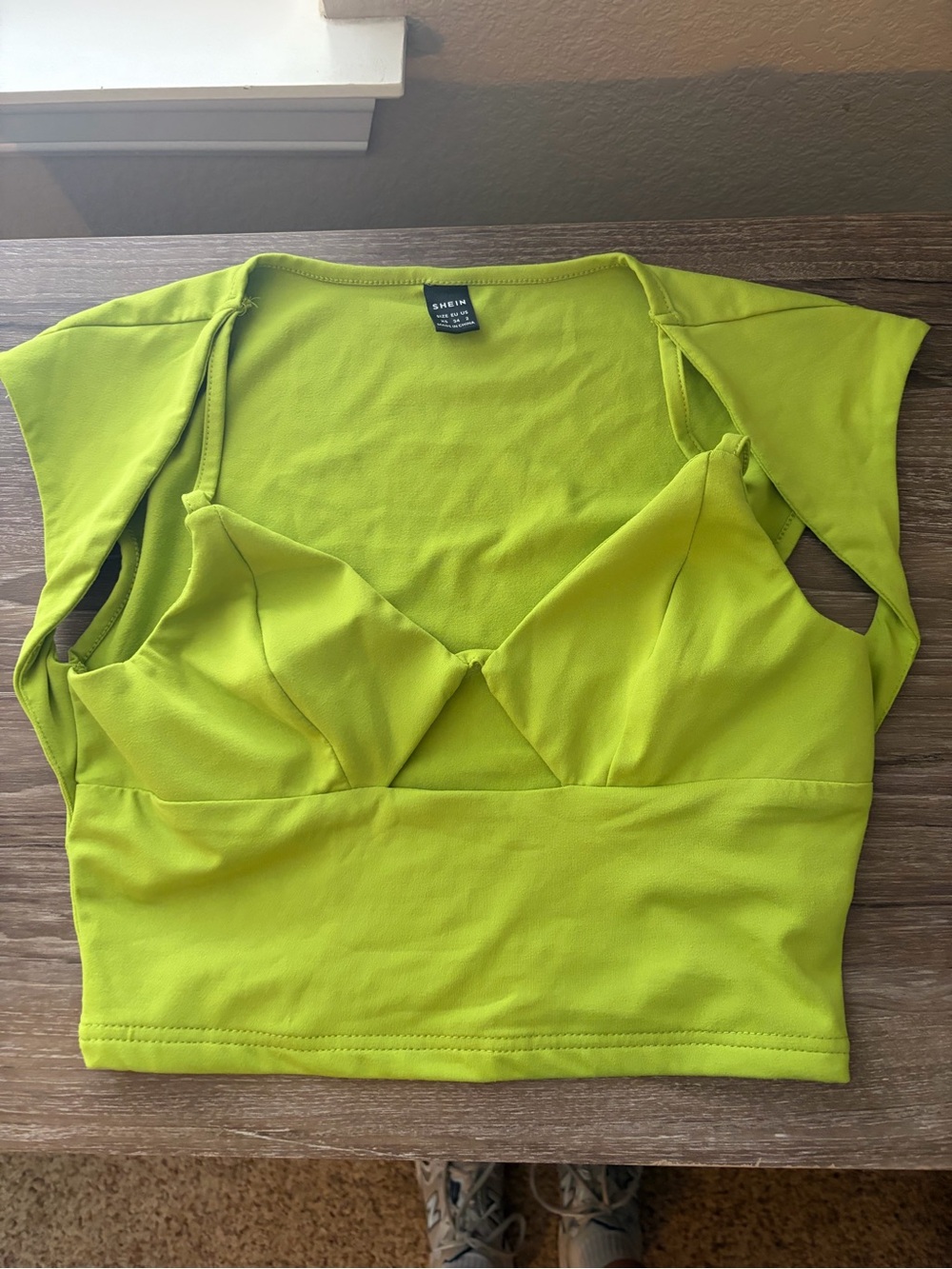 SHEIN Neon Lime Structured Bust Crop Top